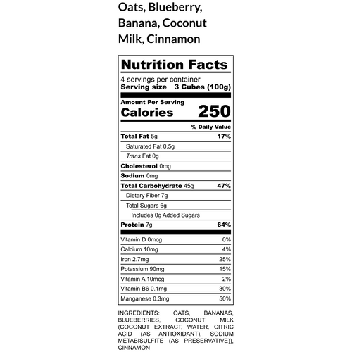 Blueberry Banana Oats (4-5 meals)