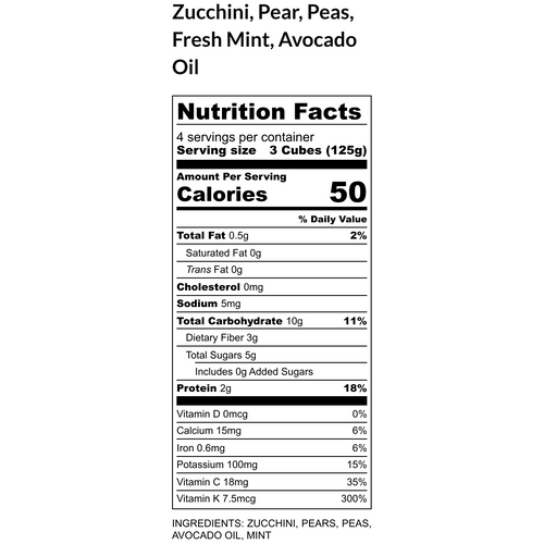 Zucchini, Pear, Peas (4-5 meals)